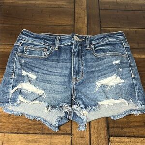 American Eagle Outfitters Blue Distressed Jean Shorts